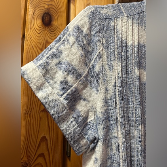 Faherty Sky Blue Tie Dye Linen Blend Shirt Dress Size Small summer beach resort - Picture 14 of 15